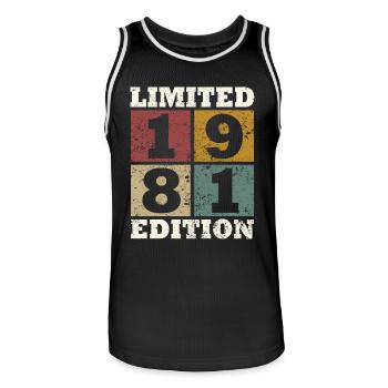 Vintage Cadeau 1981 Anniversaire Édition limitée - Maillot de basket Homme - noir/blanc - Devant - AI Model Male 185 dark (185cm)