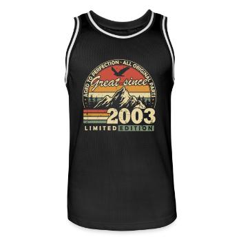 Grand depuis 2003 Vintage Vintage Anniversaire - Maillot de basket Homme - noir/blanc - Devant - AI Model Male 185 dark (185cm)