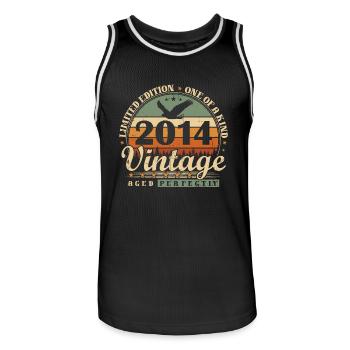 Geboren 2014 Vintage Geburtstag Geschenk - Männer Basketball-Trikot - Schwarz/Weiß - Vorne - AI Model Male 185 dark (185cm)