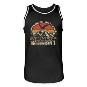 1983 Vintage Retro Geburtstagsgeschenk - Männer Basketball-Trikot - Schwarz/Weiß - Vorne - AI Model Male 185 dark (185cm)