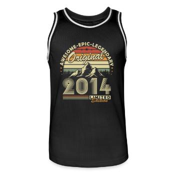 2014 Vintage Cadeau D’anniversaire 10 Ans Rétro - Maillot de basket Homme - noir/blanc - Devant - AI Model Male 185 dark (185cm)