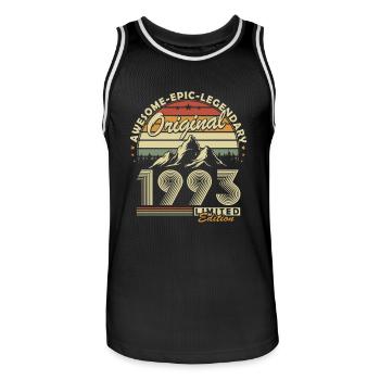 1993 Vintage cadeau d’anniversaire 30 ans rétro - Maillot de basket Homme - noir/blanc - Devant - AI Model Male 185 dark (185cm)