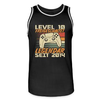 Level 10 freigeschaltet Legendär seit 2014 - Männer Basketball-Trikot - Schwarz/Weiß - Vorne - AI Model Male 185 dark (185cm)
