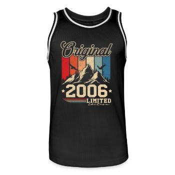 Original 2006 Rétro Vintage Anniversaire 18 Ans - Maillot de basket Homme - noir/blanc - Devant - AI Model Male 185 dark (185cm)
