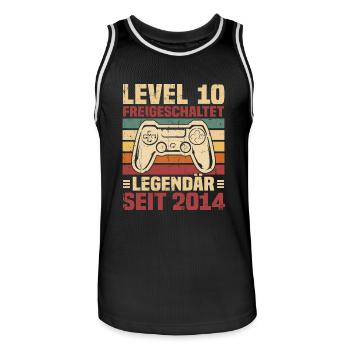 Level 10 freigeschaltet legendär seit 2014 - Männer Basketball-Trikot - Schwarz/Weiß - Vorne - AI Model Male 185 dark (185cm)