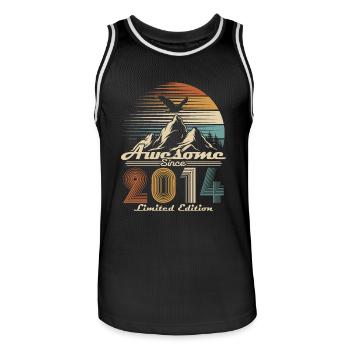Vintage 2014 Vintage Retro Geburtstagsgeschenk - Männer Basketball-Trikot - Schwarz/Weiß - Vorne - AI Model Male 185 dark (185cm)