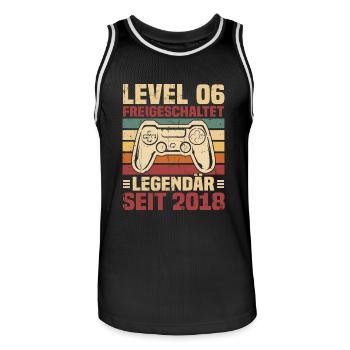 Level 6 freigeschaltet legendär seit 2018 - Männer Basketball-Trikot - Schwarz/Weiß - Vorne - AI Model Male 185 dark (185cm)