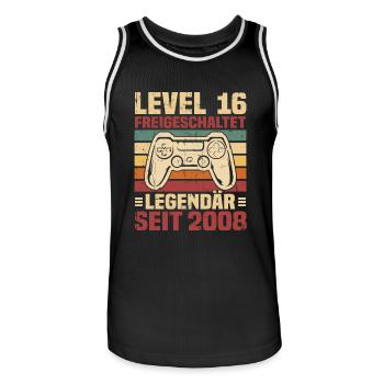 Level 16 freigeschaltet legendär seit 2008 - Männer Basketball-Trikot - Schwarz/Weiß - Vorne - AI Model Male 185 dark (185cm)