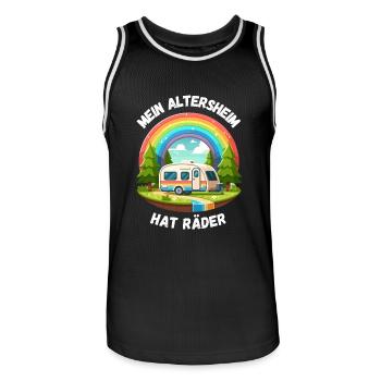 Rente Ruhestand Camping Caravan Regenbogen Rentner - Männer Basketball-Trikot - Schwarz/Weiß - Vorne - AI Model Male 185 dark (185cm)