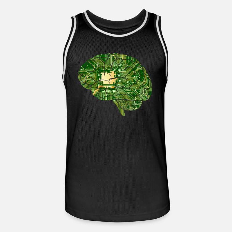 Brain - Computer Board - Artificial Intelligence - Men's Basketball Jersey - black/white