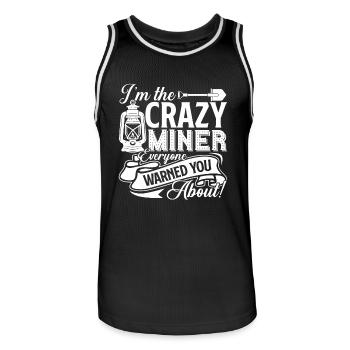 Miner Crazy Miner Everyone Warned You About - Men's Basketball Jersey - black/white - Front - AI Model Male 185 dark (185cm)