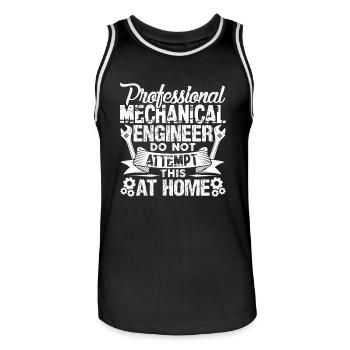 Professional Mechanical Engineer - Men's Basketball Jersey - black/white - Front - AI Model Male 185 dark (185cm)