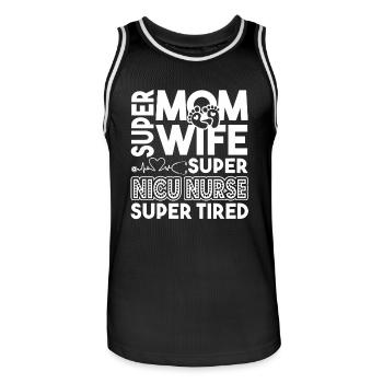 Nicu Nurse Super Mom Super Nicu Nurse - Men's Basketball Jersey - black/white - Front - AI Model Male 185 dark (185cm)