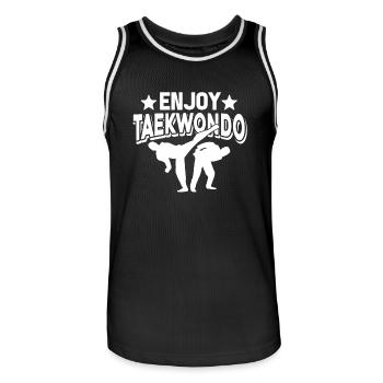 Taekwondo Enjoy Taekwondo - Men's Basketball Jersey - black/white - Front - AI Model Male 185 dark (185cm)