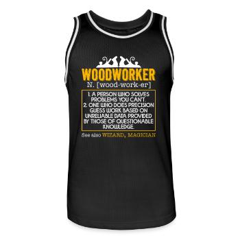 Woodworker Woodworker Definition - Men's Basketball Jersey - black/white - Front - AI Model Male 185 dark (185cm)