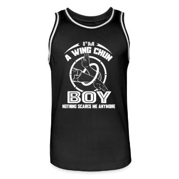Wing Chun I'm a Wing Chun Boy - Men's Basketball Jersey - black/white - Front - AI Model Male 185 dark (185cm)