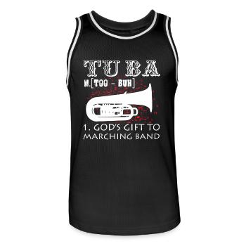 Tuba Definition - Men's Basketball Jersey - black/white - Front - AI Model Male 185 dark (185cm)