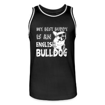 My Best Buddy Is An English Bulldog - Men's Basketball Jersey - black/white - Front - AI Model Male 185 dark (185cm)