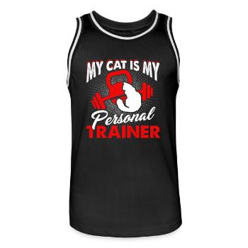 My Cat Is My Personal Trainer - Men's Basketball Jersey - black/white - Front - AI Model Male 185 dark (185cm)