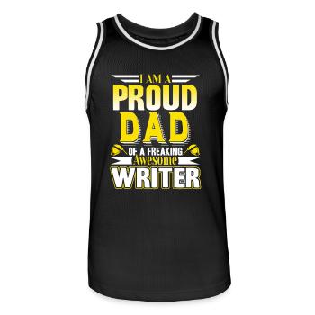 I Am A Proud Dad Of Freaking Awesome Writer - Men's Basketball Jersey - black/white - Front - AI Model Male 185 dark (185cm)