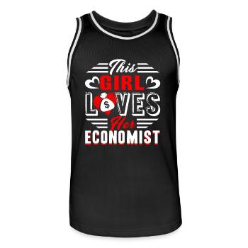 This Girl Loves Her Economist - Men's Basketball Jersey - black/white - Front - AI Model Male 185 dark (185cm)