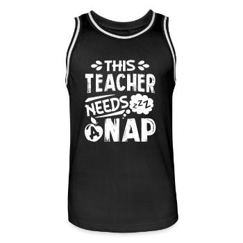 This Teacher Needs A Nap - Men's Basketball Jersey - black/white - Front - AI Model Male 185 dark (185cm)
