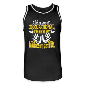 Occupational Therapy Makes Life Better - Men's Basketball Jersey - black/white - Front - AI Model Male 185 dark (185cm)