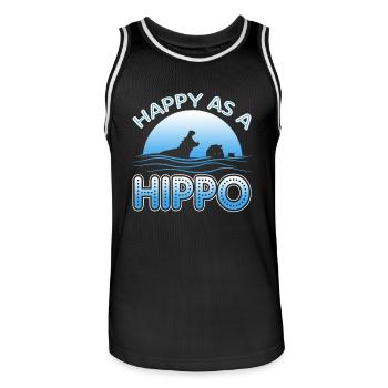 Happy As A Hippo - Men's Basketball Jersey - black/white - Front - AI Model Male 185 dark (185cm)