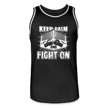 Kickboxing Keep Calm And Fight On - Men's Basketball Jersey - black/white - Front - AI Model Male 185 dark (185cm)