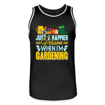 Gardening Happier When I am Gardening - Men's Basketball Jersey - black/white - Front - AI Model Male 185 dark (185cm)