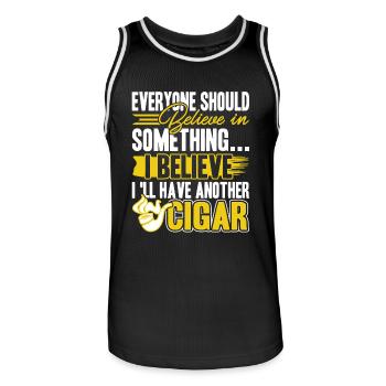 Cigar Smoking I Believe I'll Have Another Cigar - Men's Basketball Jersey - black/white - Front - AI Model Male 185 dark (185cm)