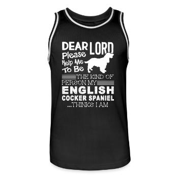 Be The Kind Person My Cocker Spaniel Think - Men's Basketball Jersey - black/white - Front - AI Model Male 185 dark (185cm)