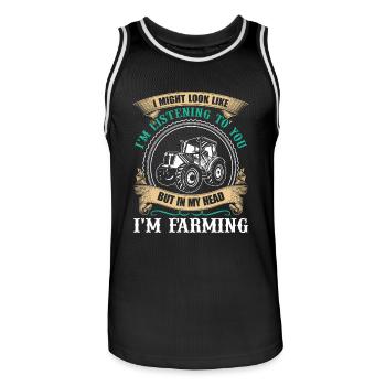 Farmer In My Head I am Farming - Men's Basketball Jersey - black/white - Front - AI Model Male 185 dark (185cm)