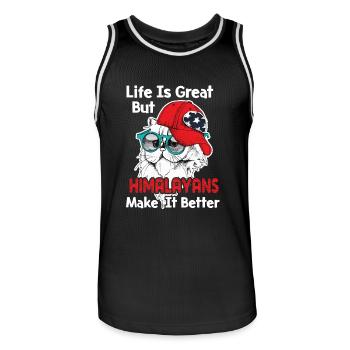 Life Is Great But Himalayan Cat Make It Better - Men's Basketball Jersey - black/white - Front - AI Model Male 185 dark (185cm)