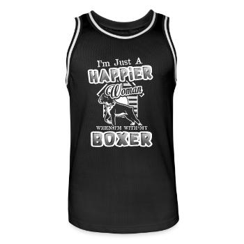 I'm Just A Happier Woman With My Boxer Dog - Men's Basketball Jersey - black/white - Front - AI Model Male 185 dark (185cm)