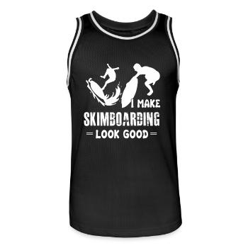 I Make Skimboarding Look Good - Men's Basketball Jersey - black/white - Front - AI Model Male 185 dark (185cm)