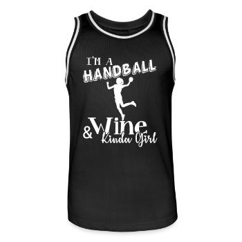 I am A Handball And Wine Kinda Girl - Men's Basketball Jersey - black/white - Front - AI Model Male 185 dark (185cm)