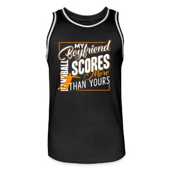 Handball My Handball Boyfriend Scores - Men's Basketball Jersey - black/white - Front - AI Model Male 185 dark (185cm)