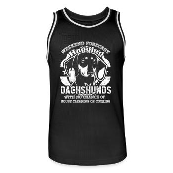 Hugging Dachshunds - Men's Basketball Jersey - black/white - Front - AI Model Male 185 dark (185cm)