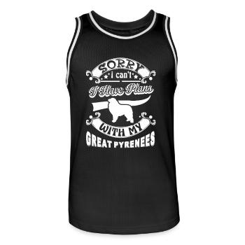 I Have Plan With My Great Pyrenees - Men's Basketball Jersey - black/white - Front - AI Model Male 185 dark (185cm)