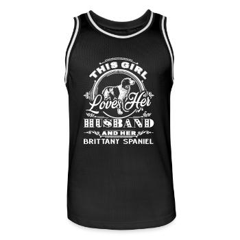 This Girl Loves Her Brittany Spaniel - Men's Basketball Jersey - black/white - Front - AI Model Male 185 dark (185cm)