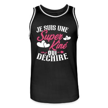 Je suis une Super kiné qui déchire - Maillot de basket Homme - noir/blanc - Devant - AI Model Male 185 dark (185cm)