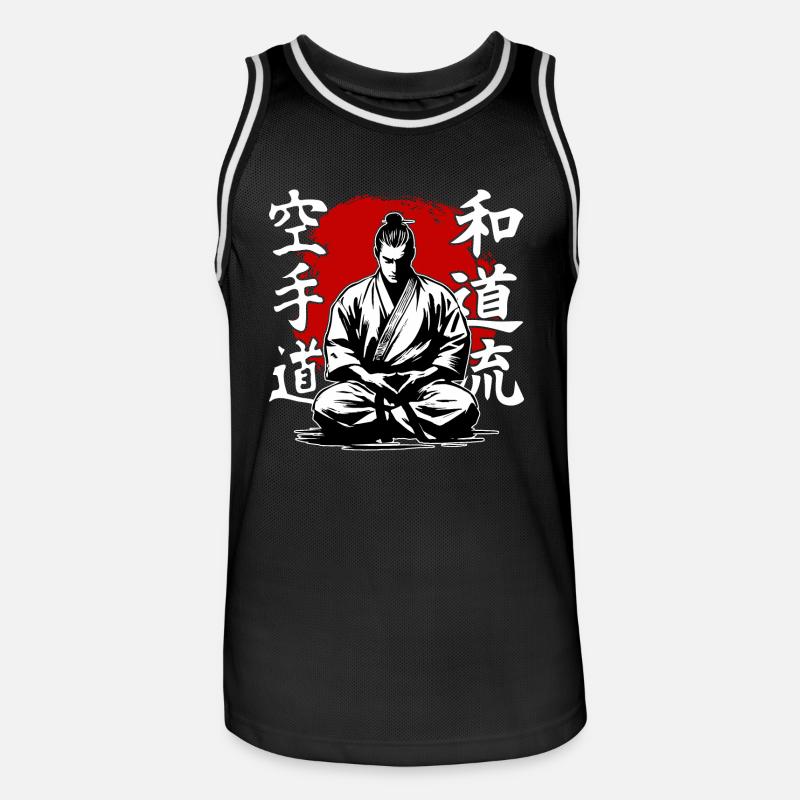 Samurai Wado Ryu Karate Kampfkunststil - Männer Basketball-Trikot - Schwarz/Weiß