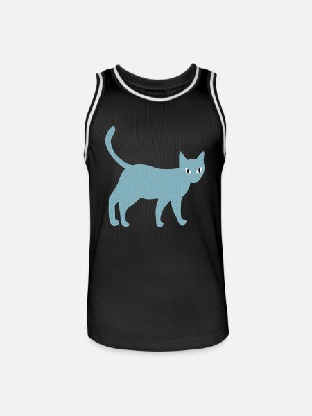 Katze mit Vintagemuster - Männer Basketball-Trikot - Schwarz/Weiß