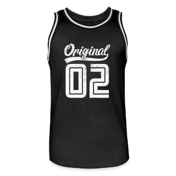 2002 Original 02 geboren 2002 - Männer Basketball-Trikot - Schwarz/Weiß - Vorne - AI Model Male 185 dark (185cm)
