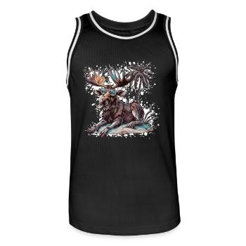 Elch Insel Palme - Männer Basketball-Trikot - Schwarz/Weiß - Vorne - AI Model Male 185 dark (185cm)