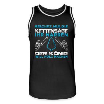 HOLZ KÖNIG - Männer Basketball-Trikot - Schwarz/Weiß - Vorne - AI Model Male 185 dark (185cm)