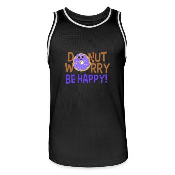 Donut worry be happy - Männer Basketball-Trikot - Schwarz/Weiß - Vorne - AI Model Male 185 dark (185cm)