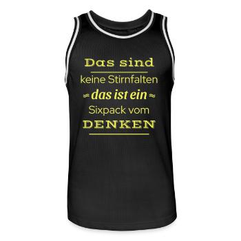 witzige sprüche - stirnfalte sixpack - Männer Basketball-Trikot - Schwarz/Weiß - Vorne - AI Model Male 185 dark (185cm)
