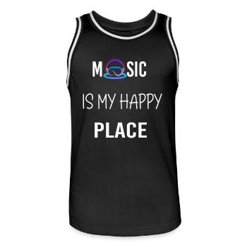 Musik ist mein glücklicher Ort - Männer Basketball-Trikot - Schwarz/Weiß - Vorne - AI Model Male 185 dark (185cm)